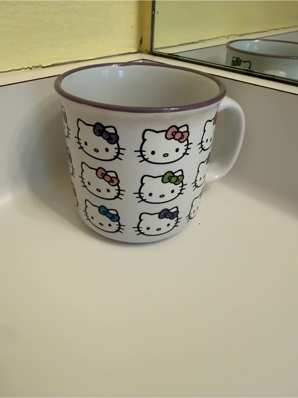 Hello Kitty White Ceramic Mug with Black Logo Marking
